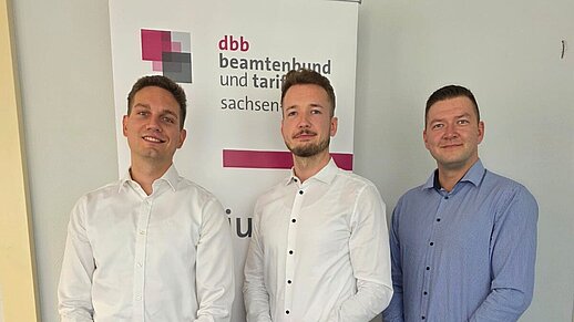 Die neugewählte Landesjugendleitung: v.l. Jonah-Mathis Paul (BDZ), Nils Gäbel (DPolG) sowie Christian Heyroth (DVG).